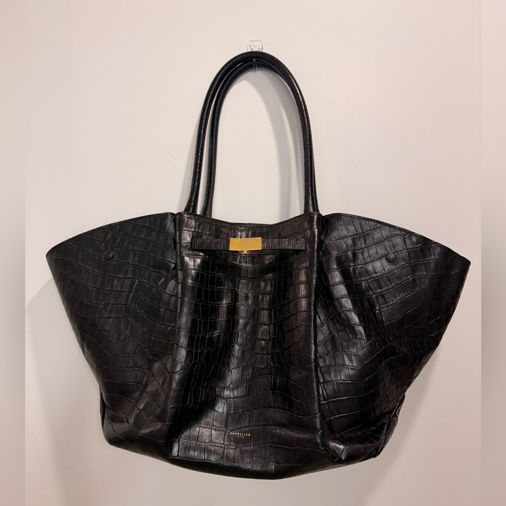 DeMellier Black Croc-Embossed Tote